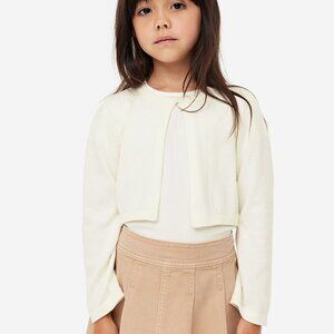 NEW Ivory White Girls Sz 6-8 Years Shrug Cropped Sweater H&M